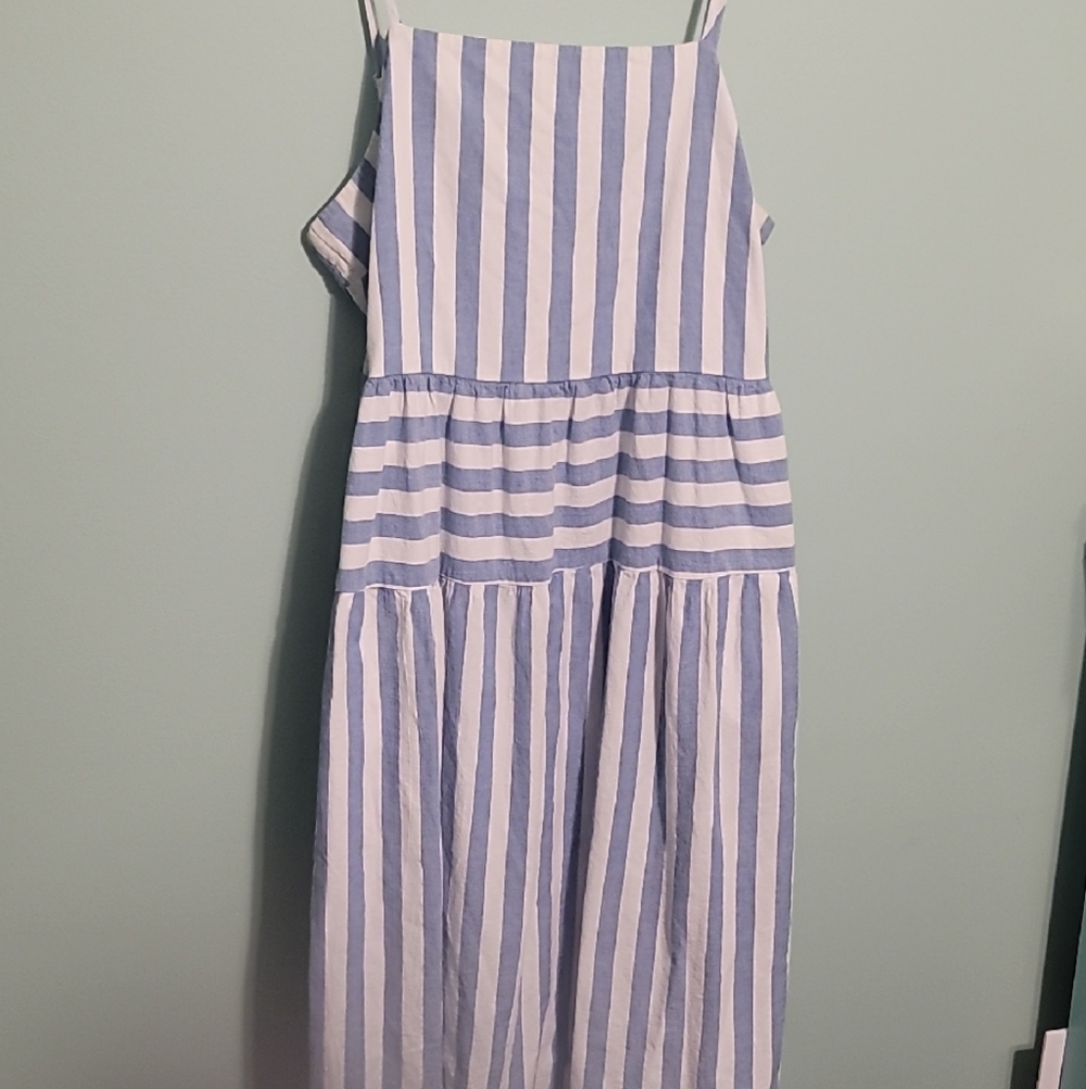 Universal Thread Striped Sundress in Blue and White